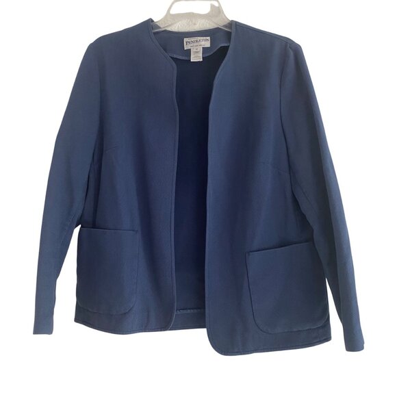 Pendleton Blue Waffle Knit Blazer Size12 Cotton Suit Jacket CorpCore Workwear - Picture 1 of 10